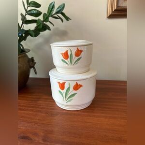 Vintage Knowles Tulip Floral Canister Set Kitchen Decor